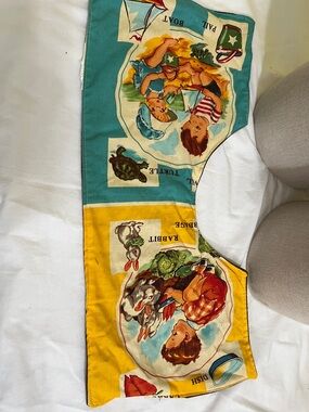 Vintage Children's Storybook Panel Scarf - Turquoise & Yellow